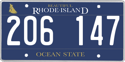 RI license plate 206147