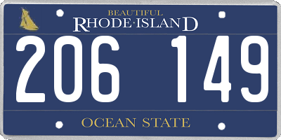 RI license plate 206149