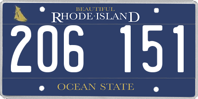 RI license plate 206151