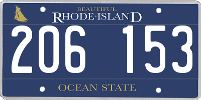 RI license plate 206153
