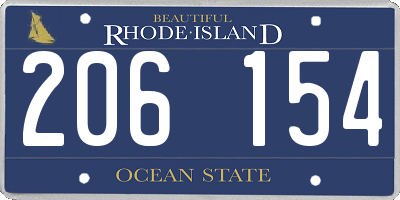 RI license plate 206154