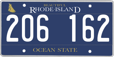 RI license plate 206162