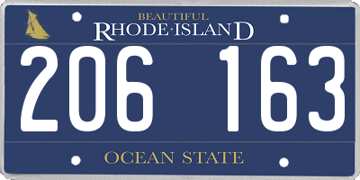 RI license plate 206163