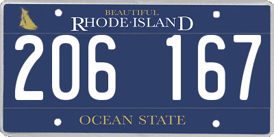 RI license plate 206167