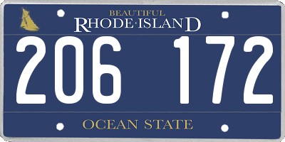 RI license plate 206172
