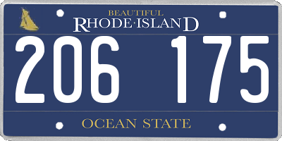 RI license plate 206175