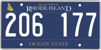 RI license plate 206177