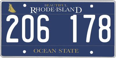 RI license plate 206178