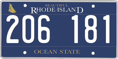 RI license plate 206181