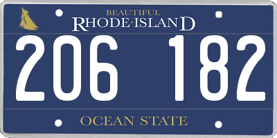 RI license plate 206182