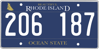 RI license plate 206187