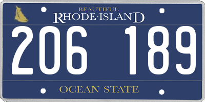 RI license plate 206189