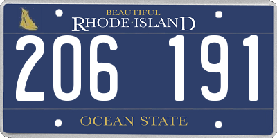 RI license plate 206191