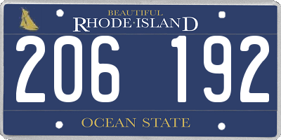 RI license plate 206192
