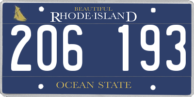 RI license plate 206193