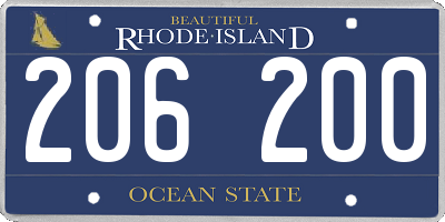RI license plate 206200