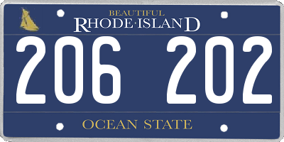 RI license plate 206202