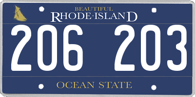 RI license plate 206203