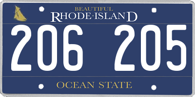 RI license plate 206205