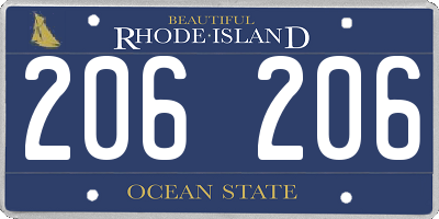 RI license plate 206206