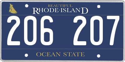 RI license plate 206207