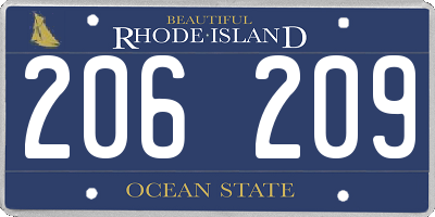 RI license plate 206209