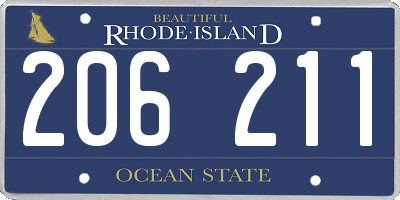 RI license plate 206211