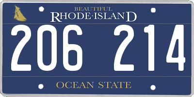 RI license plate 206214