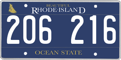 RI license plate 206216