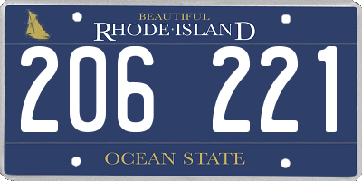 RI license plate 206221
