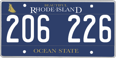RI license plate 206226