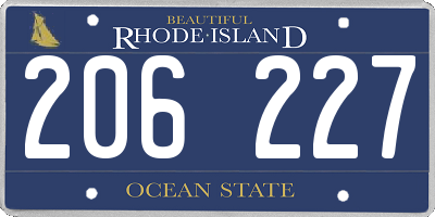 RI license plate 206227