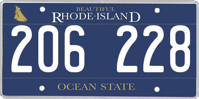 RI license plate 206228