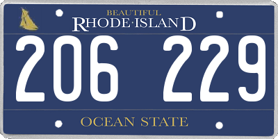 RI license plate 206229