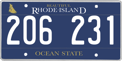 RI license plate 206231