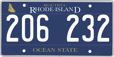 RI license plate 206232