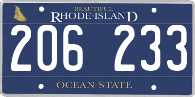 RI license plate 206233