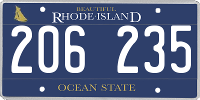 RI license plate 206235