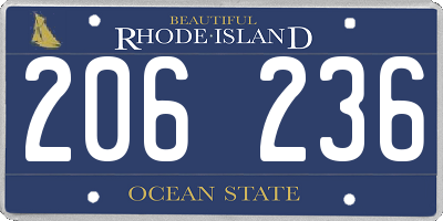 RI license plate 206236