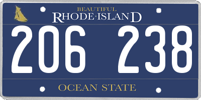 RI license plate 206238