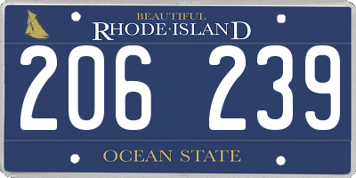 RI license plate 206239