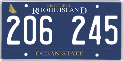 RI license plate 206245