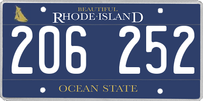 RI license plate 206252