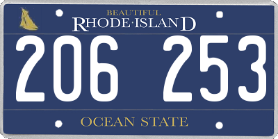 RI license plate 206253