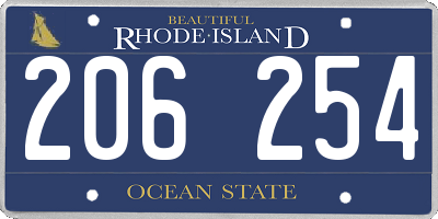 RI license plate 206254