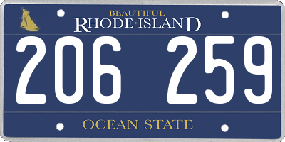 RI license plate 206259