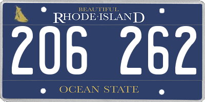 RI license plate 206262