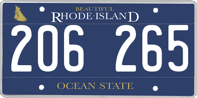 RI license plate 206265