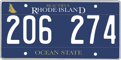 RI license plate 206274