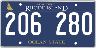 RI license plate 206280